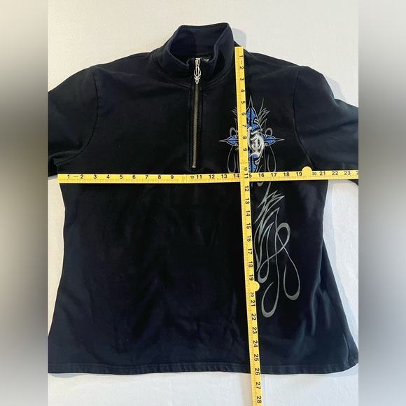Harley Davidson 1/4 Zip Sweater Pullover Y2K Flames Bling Biker Tribal Size 1w - Picture 10 of 10